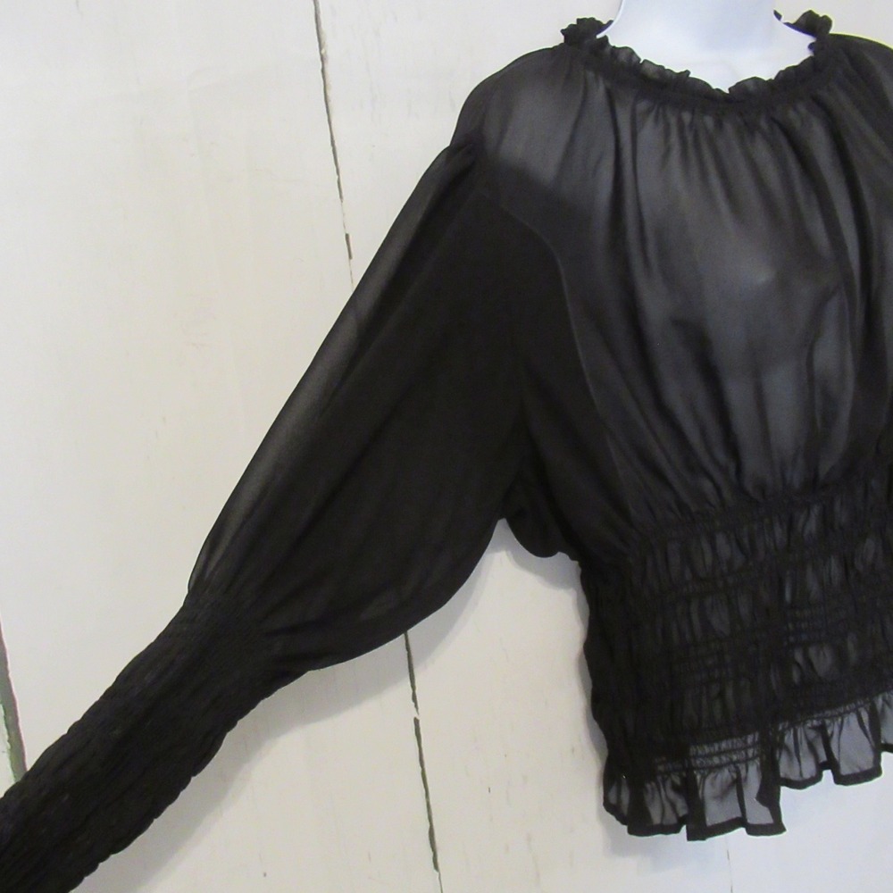 Halogen Top XL Black Sheer Witchy Whimsigoth Goth Steampunk Coquette Victorian - Picture 3 of 6